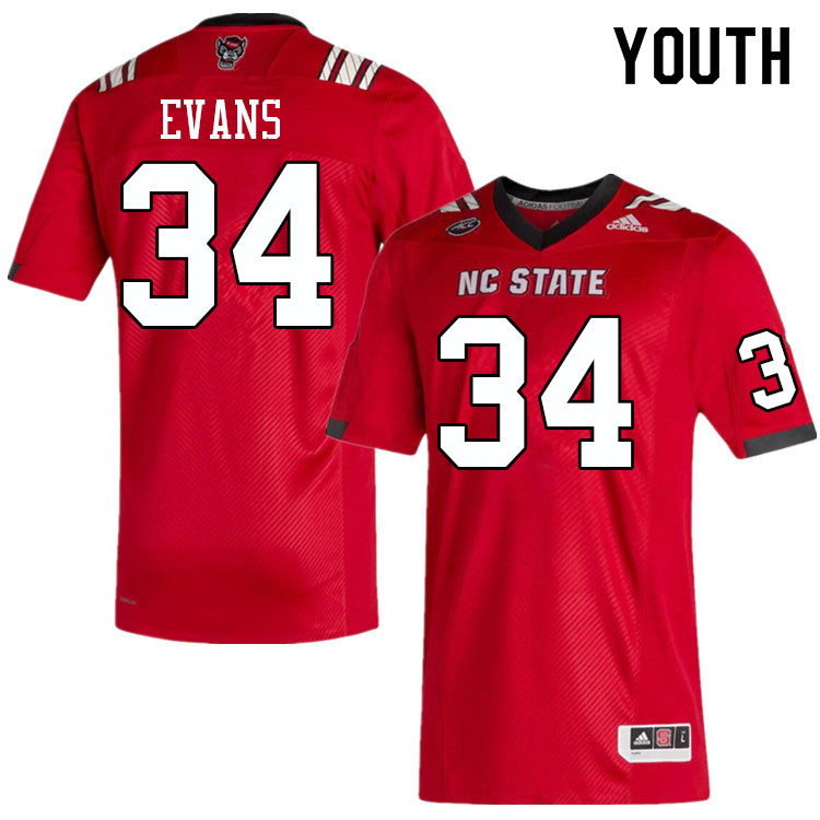 Youth #34 Nate Evans NC State Wolfpack College Football Jerseys Sale-Red